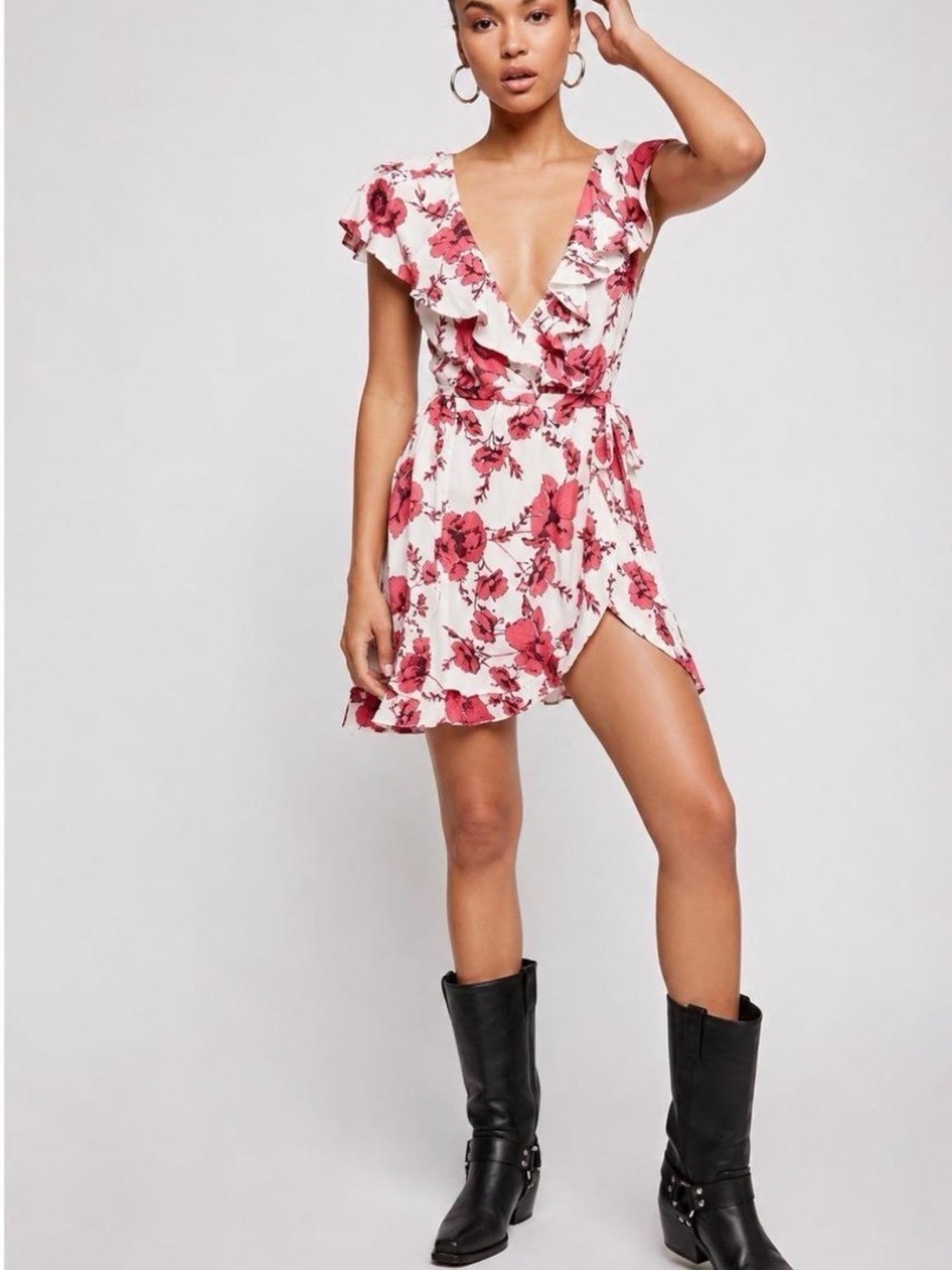 Free People French Quarter Floral Wrap Mini Dress